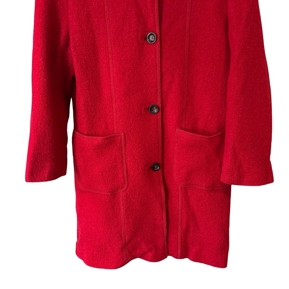 Gerry Weber Edition Red Hooded 100% Virgin Wool Trench Coat Size S M Winter - Picture 16 of 16